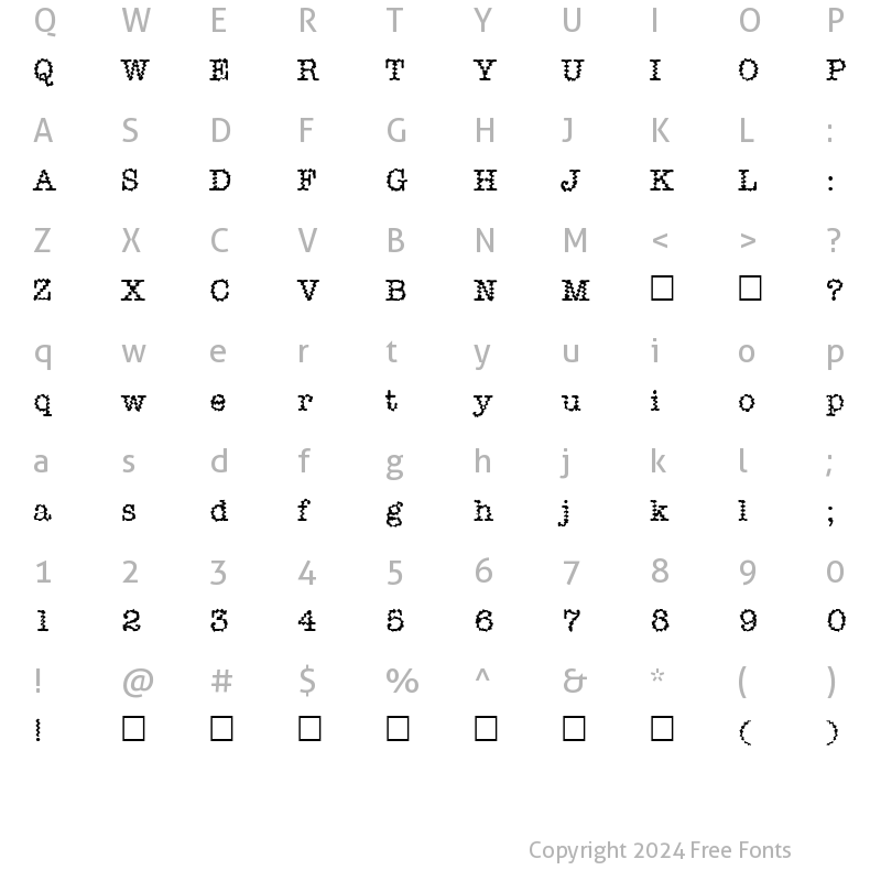 Character Map of Dirtee Regular