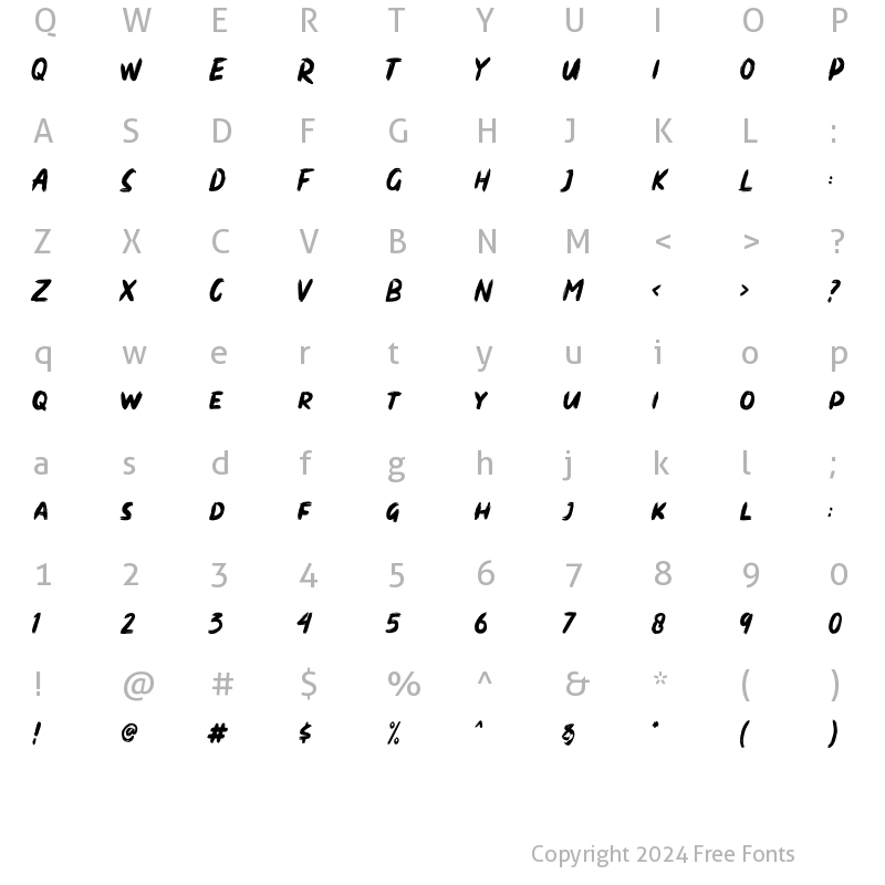 Character Map of Dirty Brush Regular