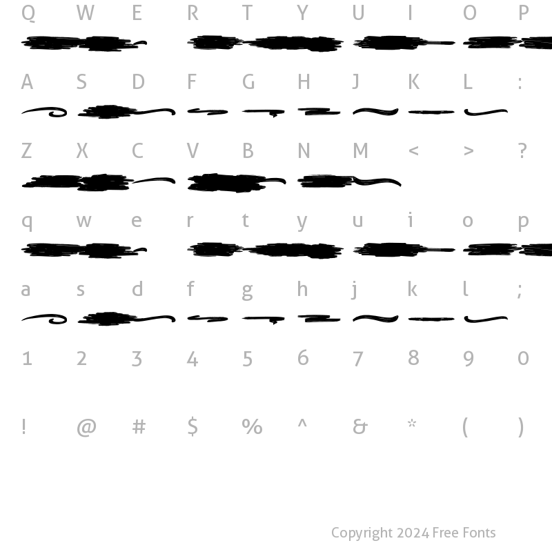 Character Map of Dirty Brush Swash Regular