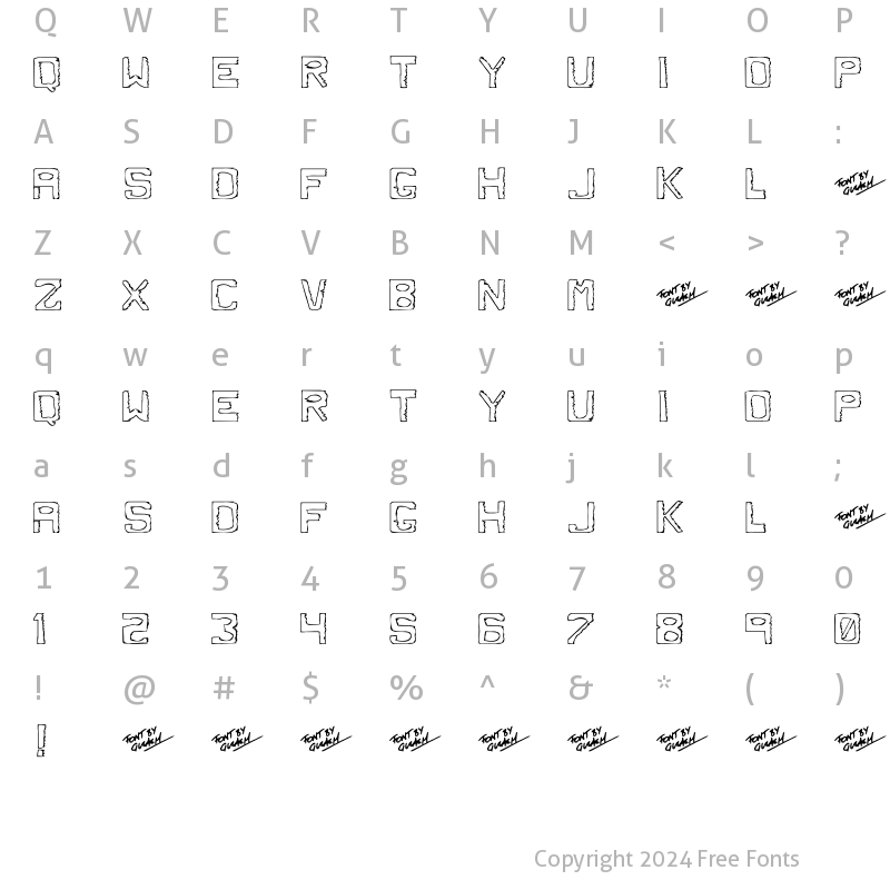 Character Map of Dirty Dung Regular