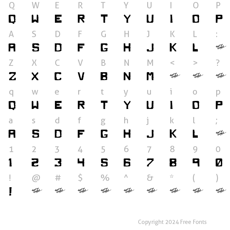 Character Map of Dirty Dung Solid Regular