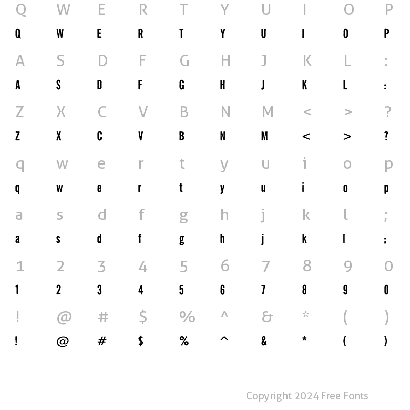 Character Map of Dirty SevenOne Regular