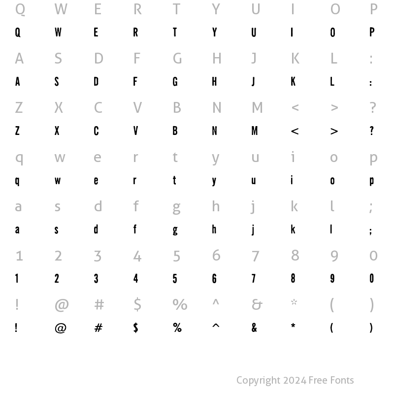 Character Map of Dirty SevenTwo Regular