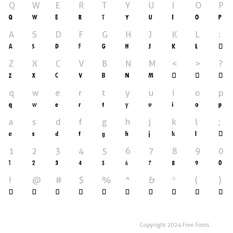 Character Map of DIRTY SOCKS SKINNY Regular