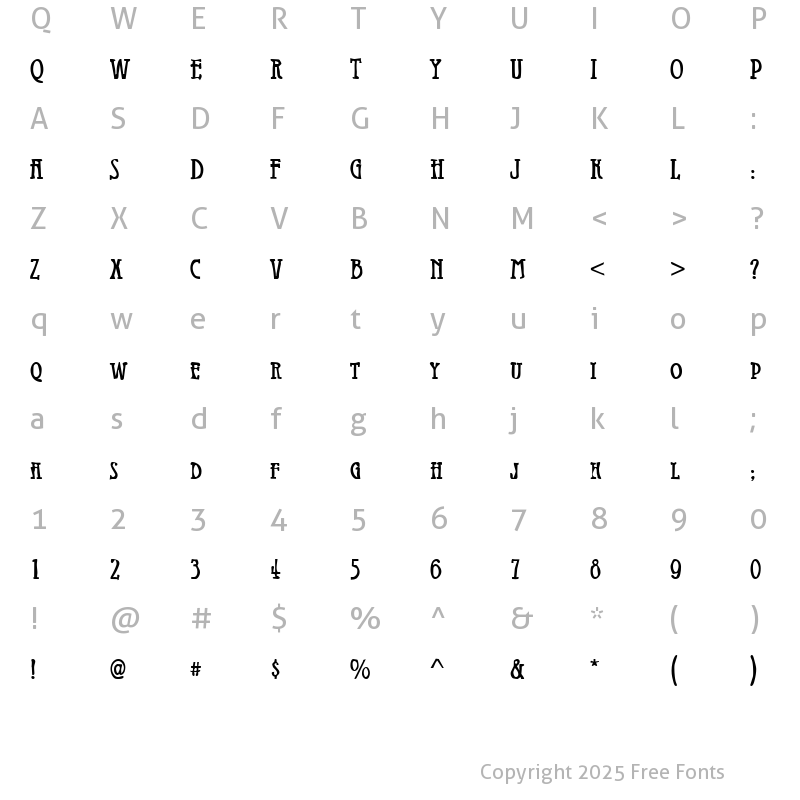Character Map of Dirty20 Becker Regular