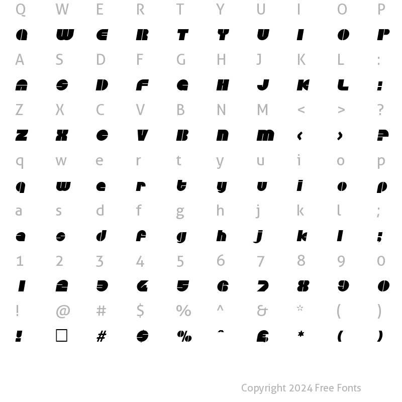 Character Map of Disandat SF Italic