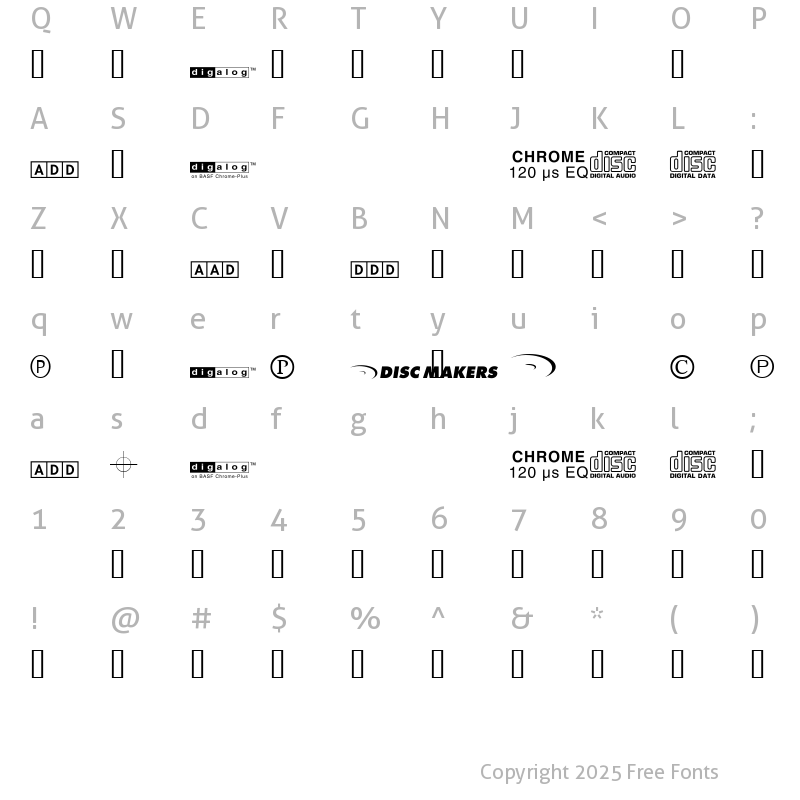 Character Map of DiscMakerslogo0801 Regular