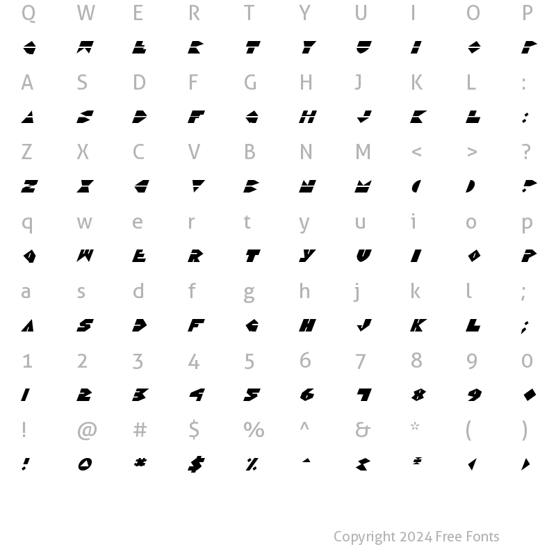 Character Map of Disco Dork Italic Italic