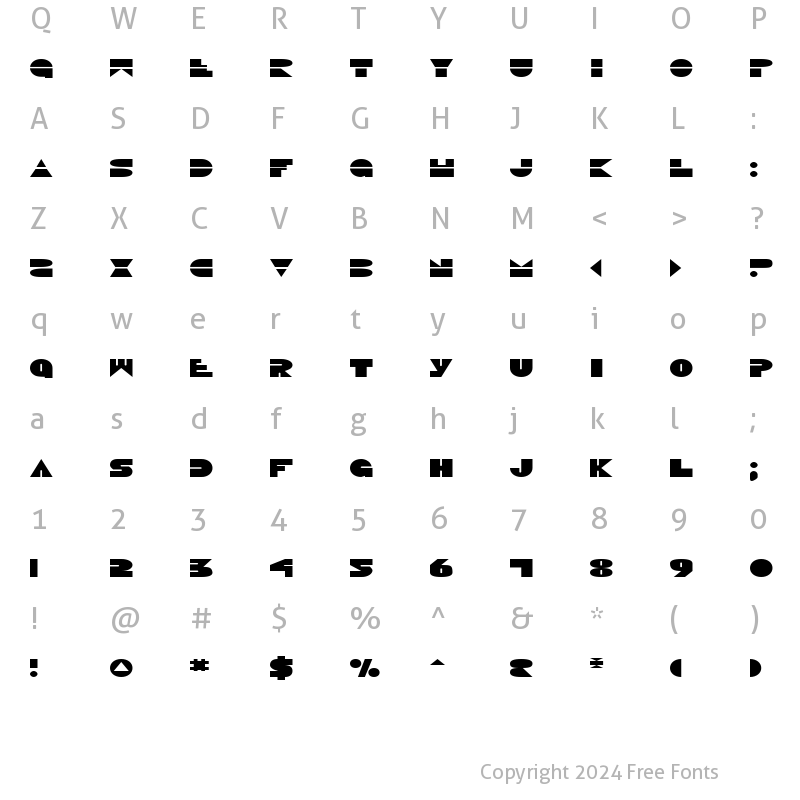 Character Map of Disco Duck Expanded Expanded