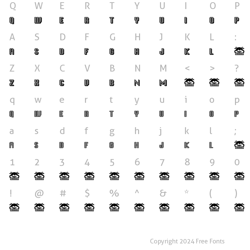 Character Map of Disco Inferno Regular