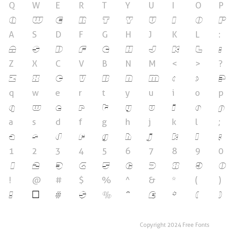 Character Map of DiscoOutline Italic