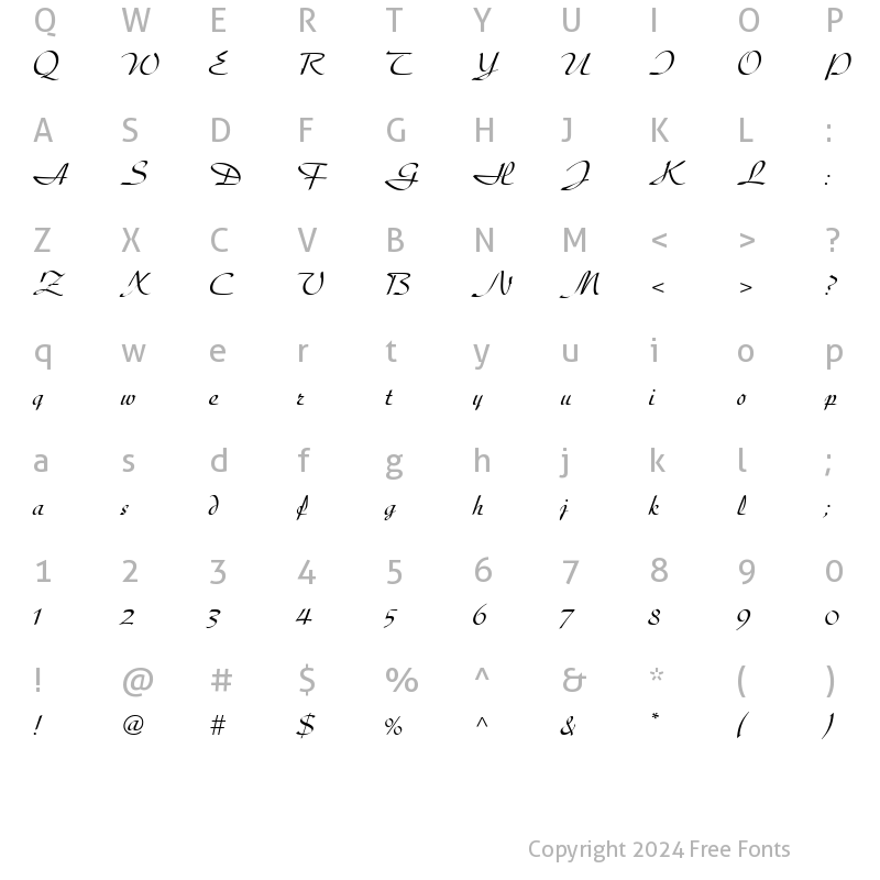 Character Map of Diskus RomanItalic