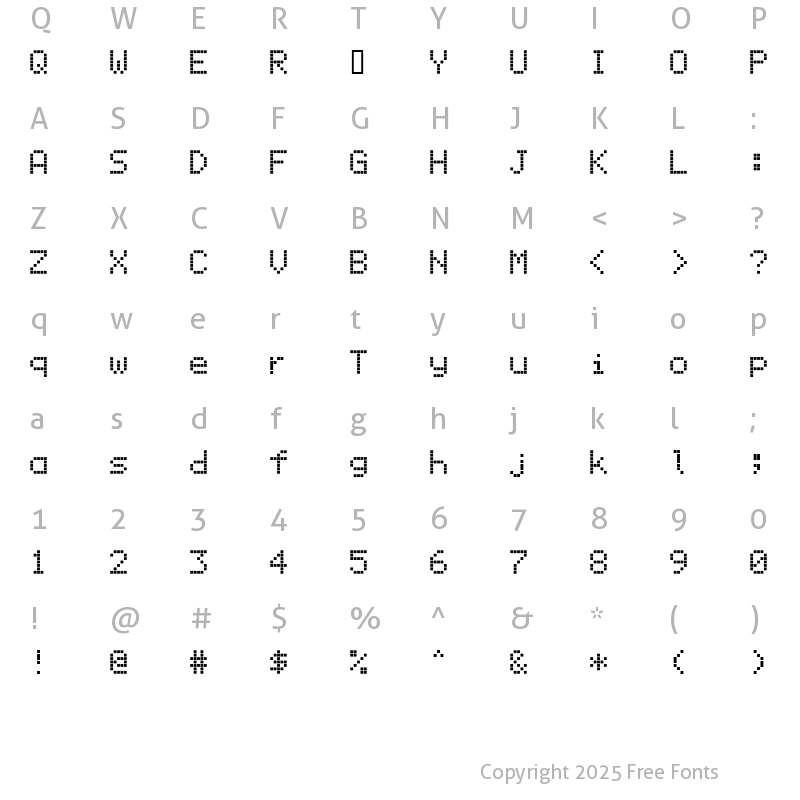 Character Map of DisplayMonoB Regular