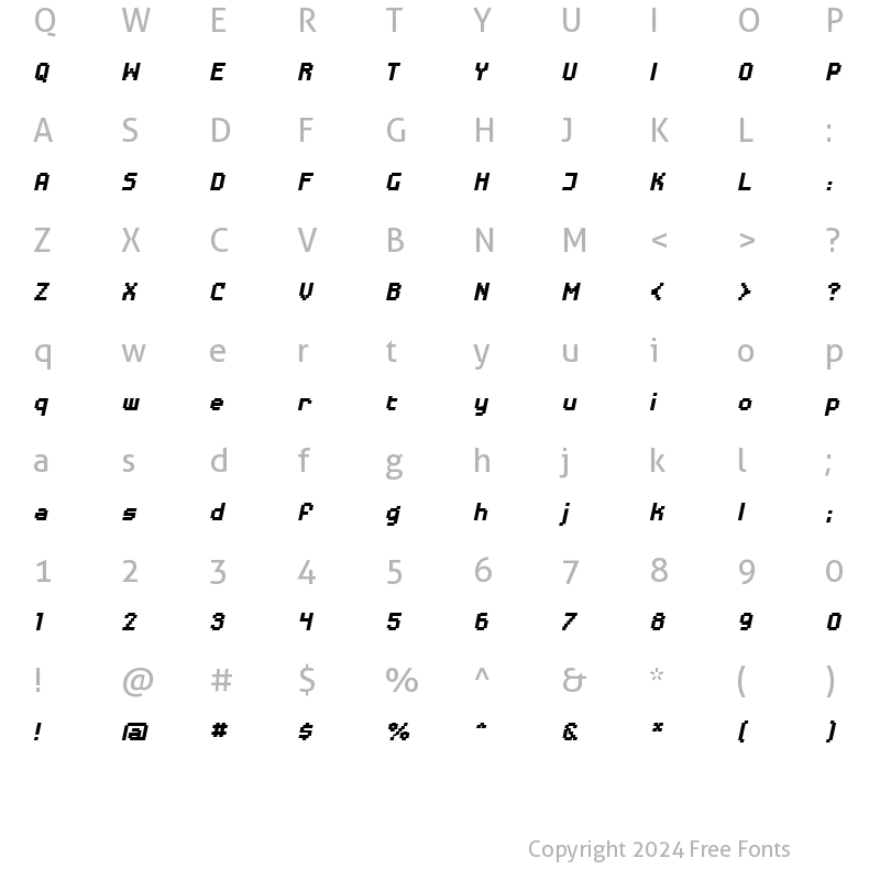 Character Map of DisposableDroid BB Bold Italic