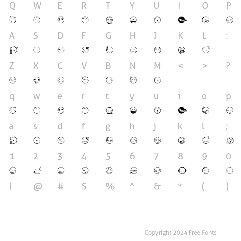 Character Map of DIST Yolks Emoticons Regular