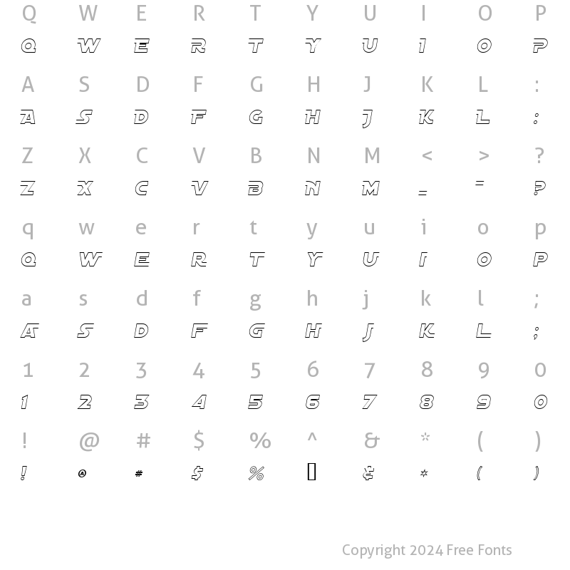 Character Map of Distant Galaxy AltOutline Italic