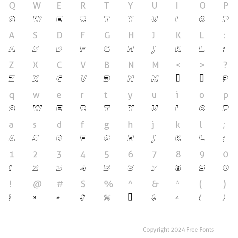 Character Map of Distant Galaxy Outline Italic