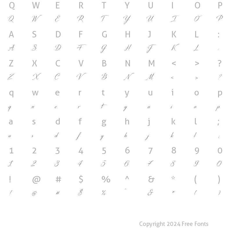 Character Map of Distant Stroke Regular