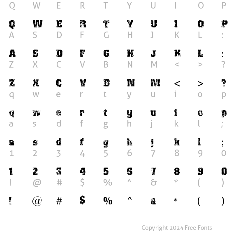 Character Map of Distress Regular