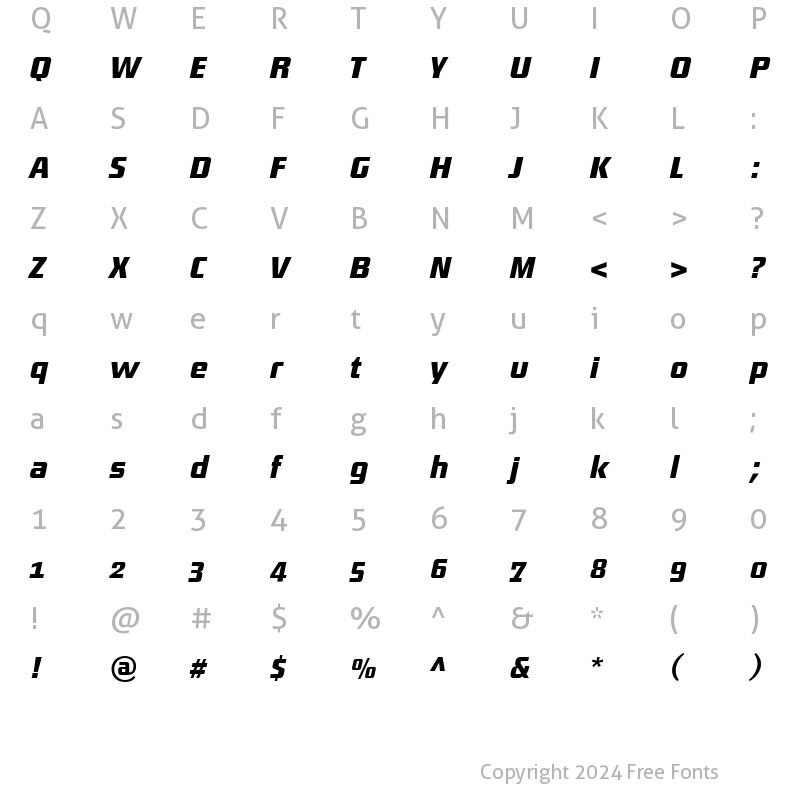 Character Map of District-MediumItalic Regular