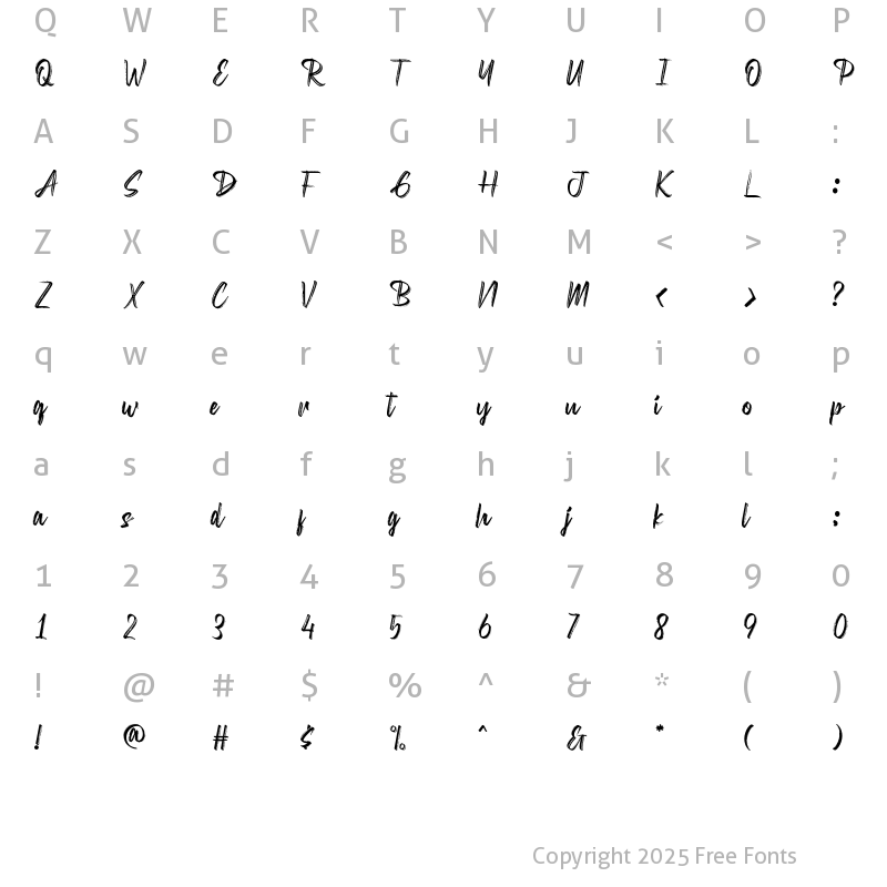 Character Map of Diswatika Regular