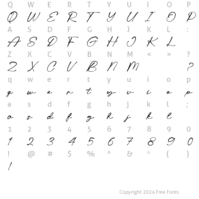 Character Map of Ditsa Calista DEMO Regular