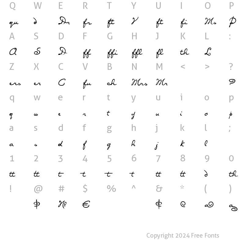 Character Map of Diva Alt Regular