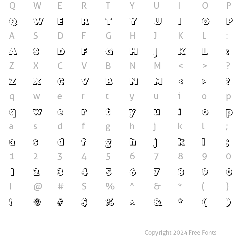 Character Map of DivadBeckerShadow Bold