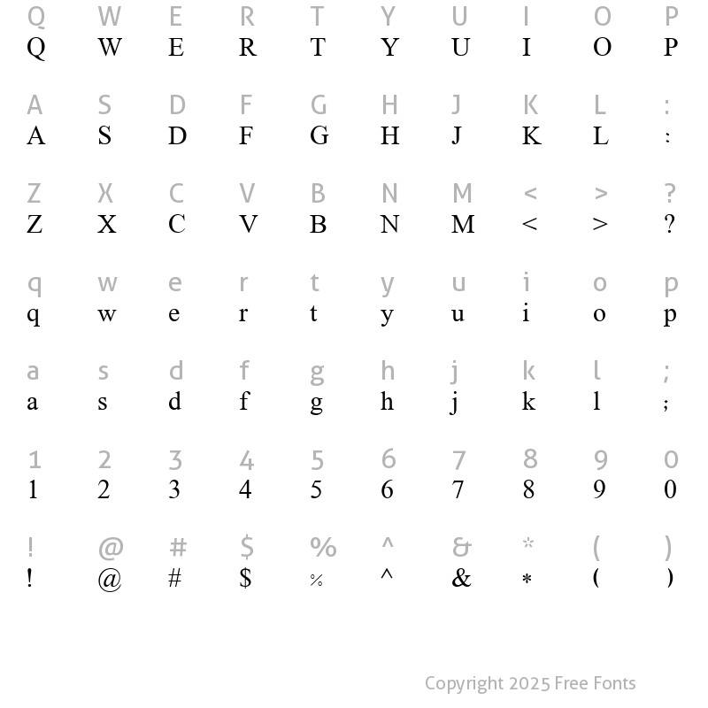 Character Map of Divani Mazar Regular