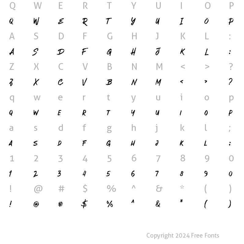 Character Map of Diversal Brush Regular