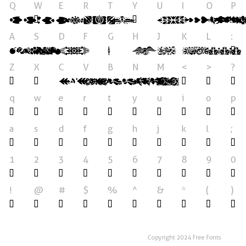 Character Map of Dividers & Misc Regular