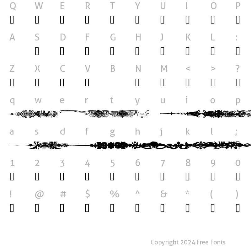 Character Map of Dividers Regular