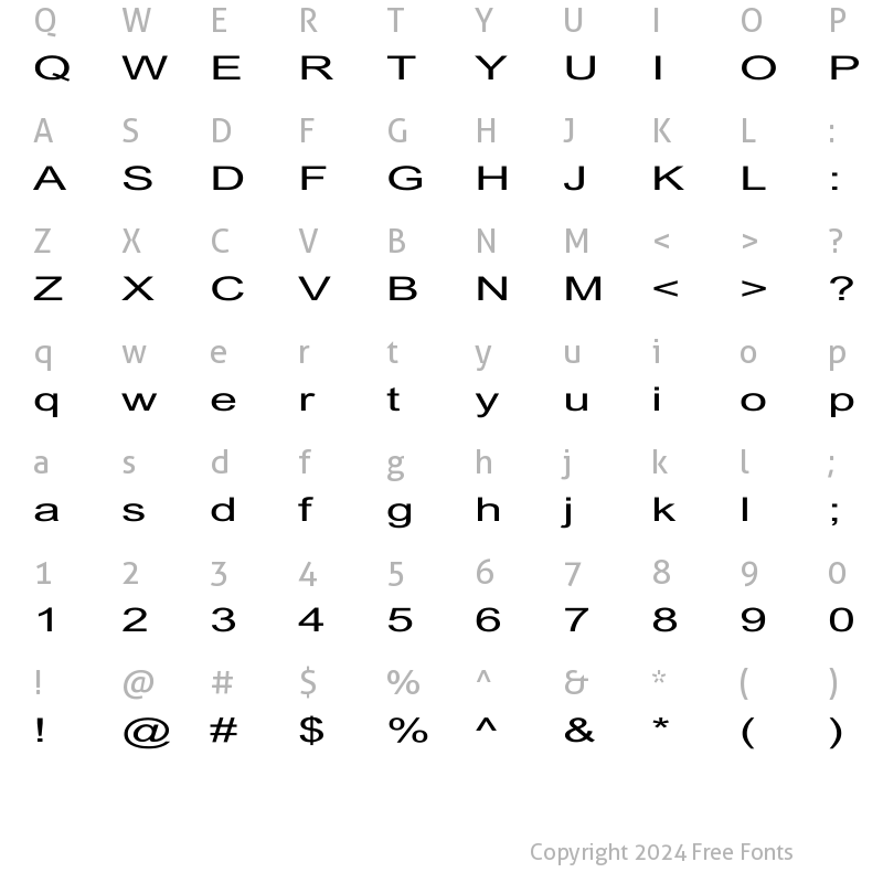 Character Map of Dixon Ex Regular