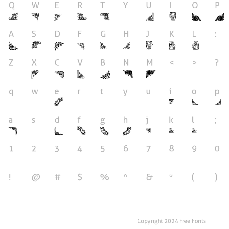 Character Map of Dizzinz Corners Regular