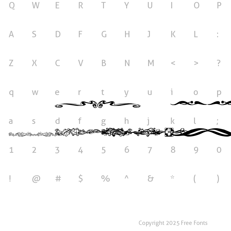 Character Map of Dizzinz Dividers Regular