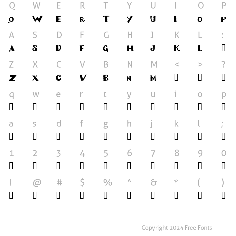 Character Map of Dizzy Bitch Regular