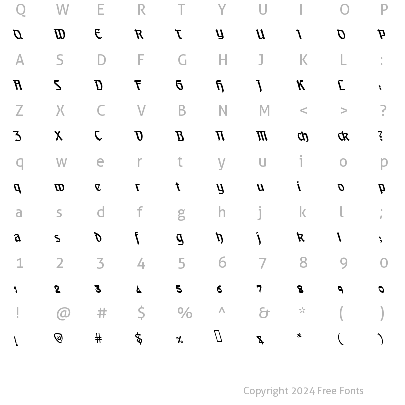 Character Map of djadli_OTFal-Qabas-Slant Regular