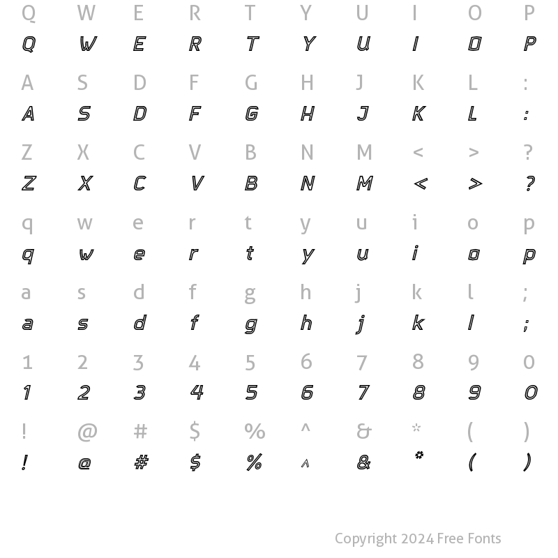 Character Map of Djavaloca-Inline Italic