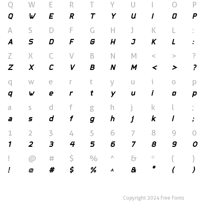 Character Map of Djavaloca Italic