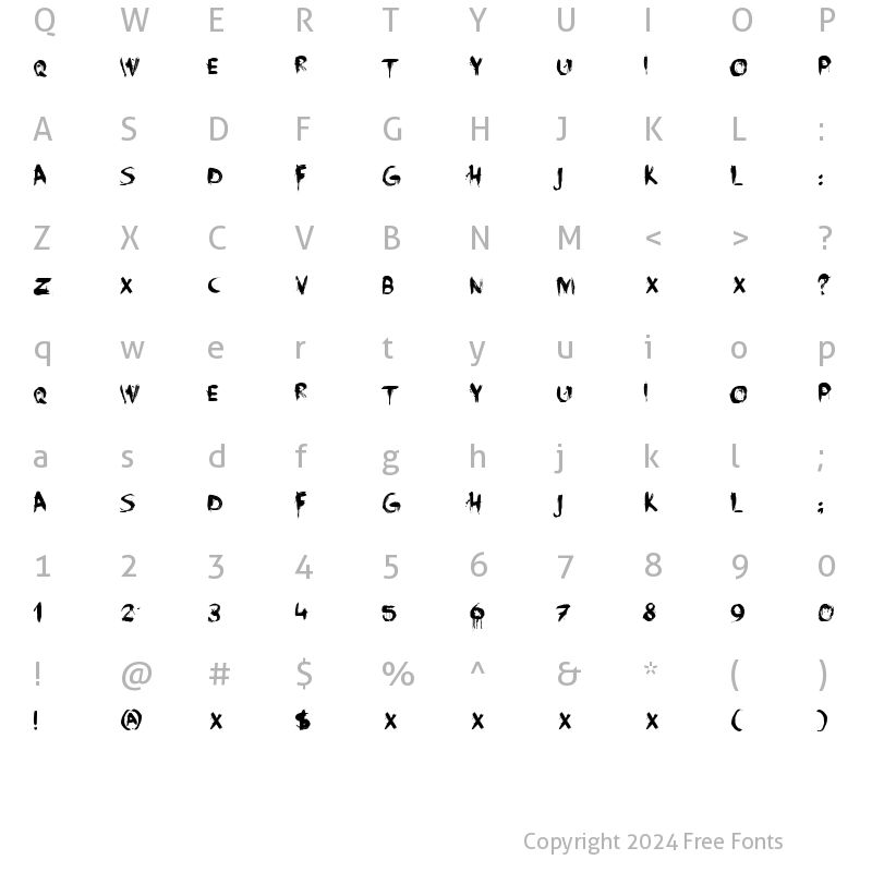 Character Map of DK Face Your Fears Regular