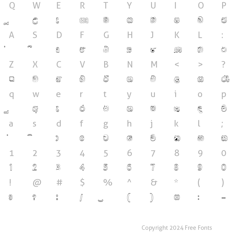 Character Map of DL-Aloka. Plain.