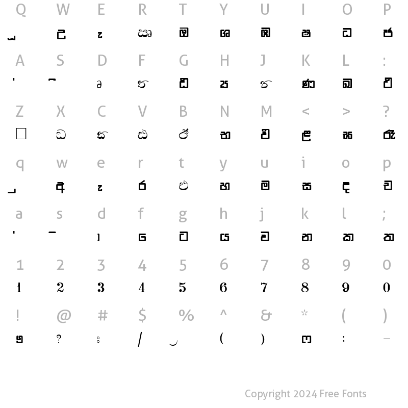 Character Map of DL-kotu Normal