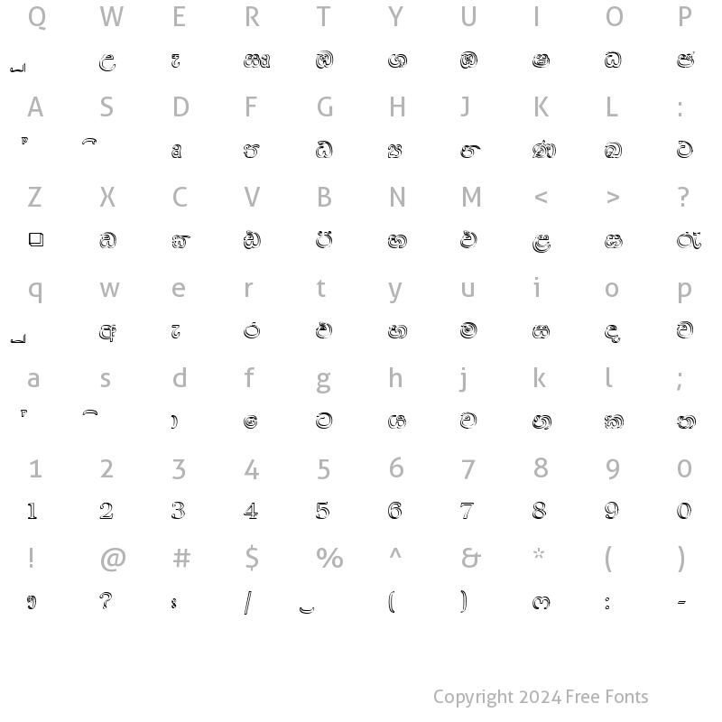 Character Map of DL-Mangala. Plain.