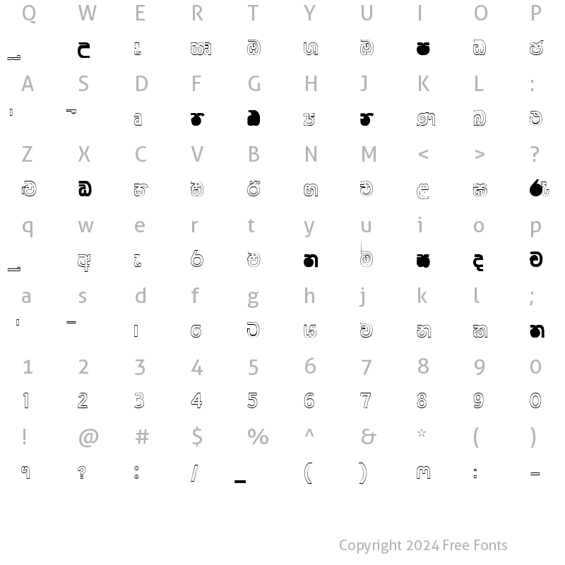 Character Map of Dl-Nirosha. Plain.