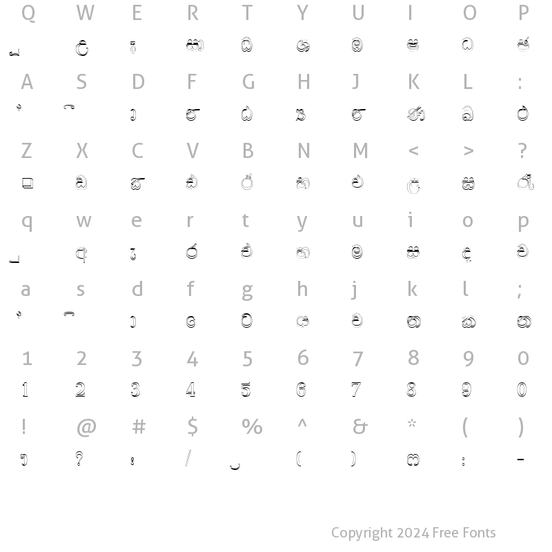 Character Map of DL-Sada. Plain.