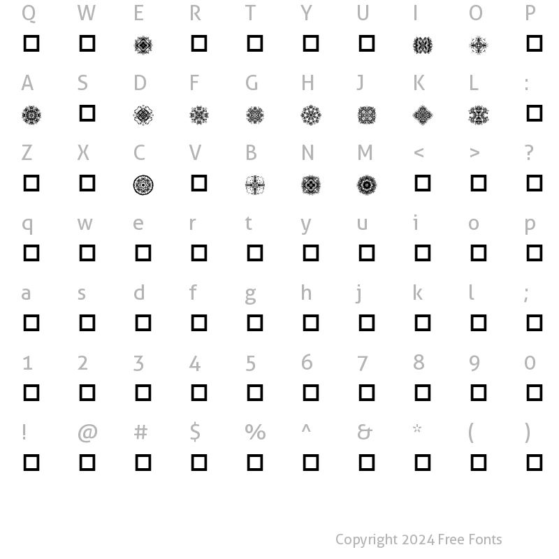 Character Map of DLDesigns3 Regular