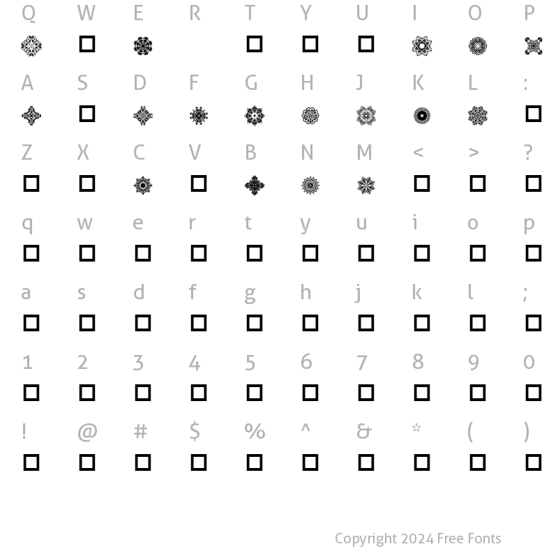 Character Map of DLDesignsTwo Regular