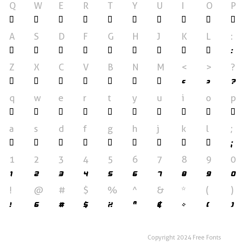 Character Map of Dlilah BoldItalic