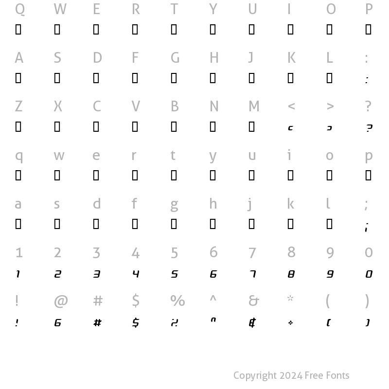 Character Map of Dlilah Italic