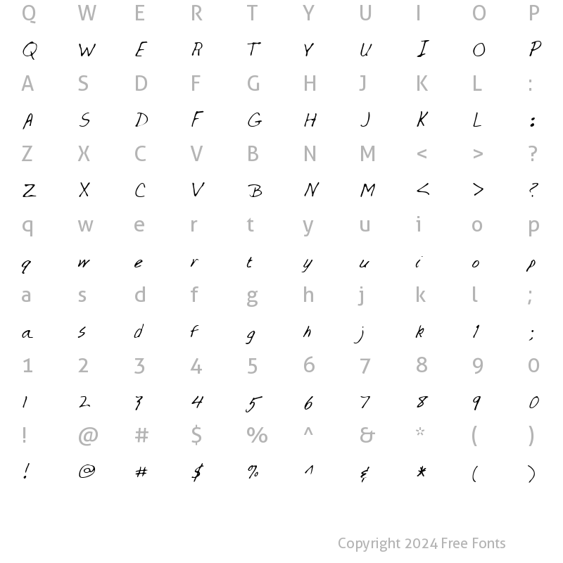 Character Map of Dlnfont Regular